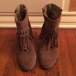 Sbicca Suede Fringe Booties